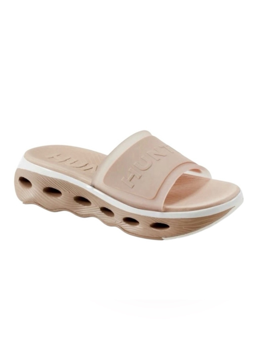 Hunter Geneva Beige Slide Sandals Wave Sole Comfort Slides Size 10